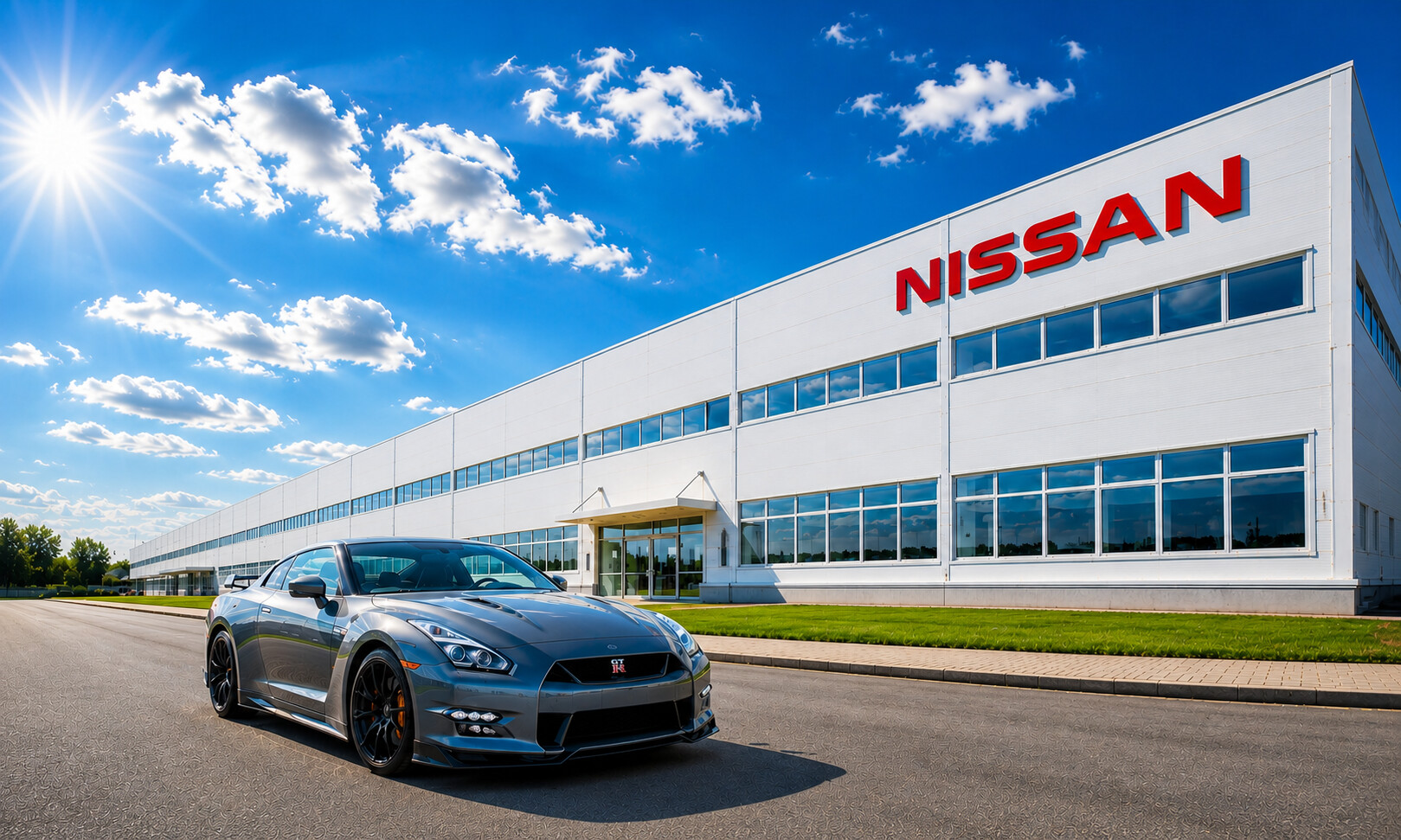 Завод Nissan днём